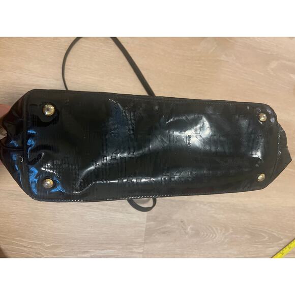 Michael Michael Kors Patent Leather Chain Tote Bag  Black Gold - Picture 4 of 9